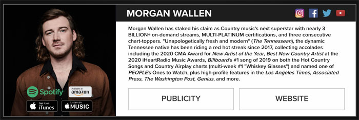 Morgan Wallen reinstated on Big Loud Records website