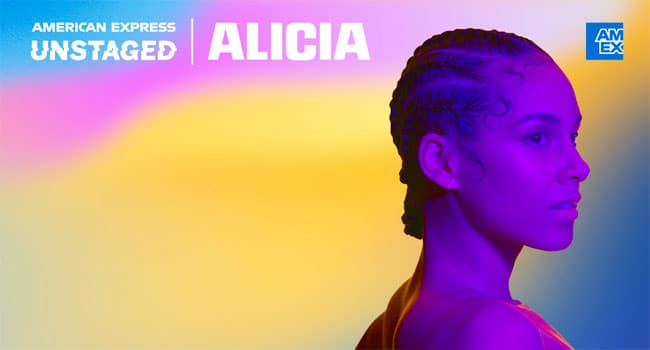 Alicia Keys performing special American Express Unstaged concert