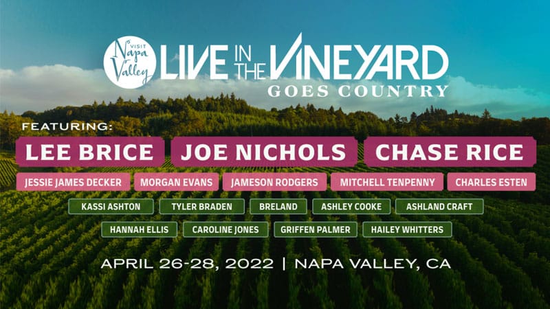 Lee Brice, Joe Nichols headlining Live In The Vineyard Goes Country 2022