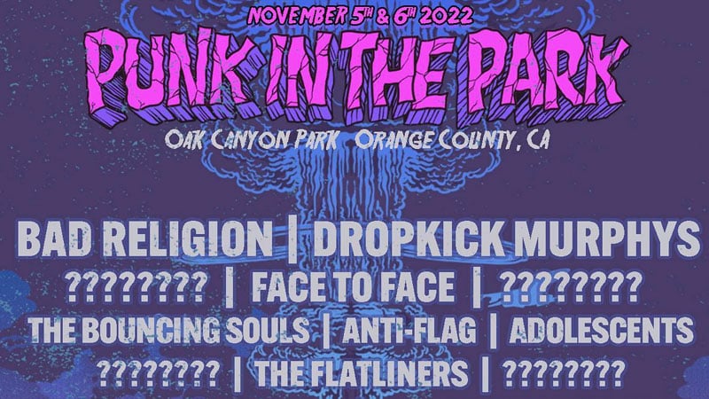 Bad Religion, Dropkick Murphys headlining Punk in the Park return