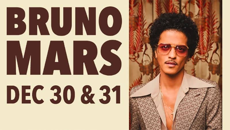 Bruno Mars performing two New Year’s Eve 2023 Las Vegas weekend shows