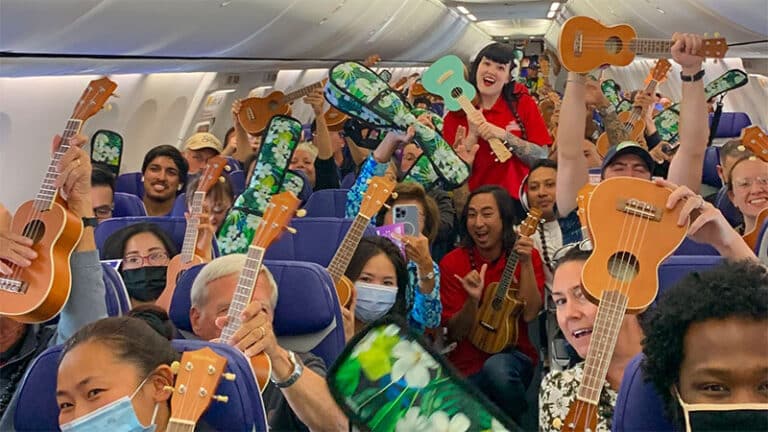 Guitar Center surprises Southwest passengers with in-flight ukulele lessons