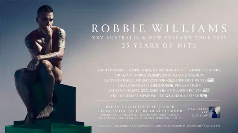 Robbie Williams announces Australian & New Zealand 2023 tour dates