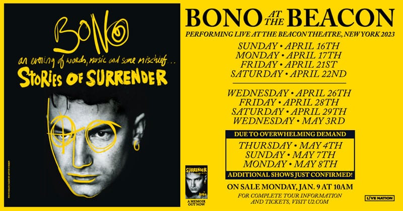Bono Stories of Surrender @ Beacon Theatre