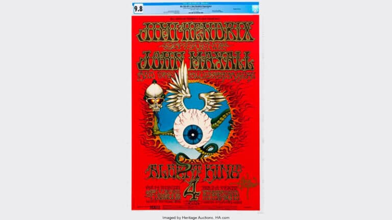 Jimi Hendrix’s 1968 ‘Flying Eyeball’ Emerges From a Purple Haze to Set Auction Record for Psychedelic Rock Poster