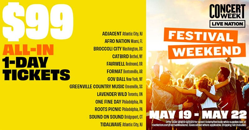 Live Nation’s Concert Week extends with Festival Weekend