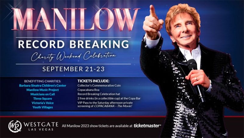 Barry Manilow announces Special Record-Breaking Weekend charity shows