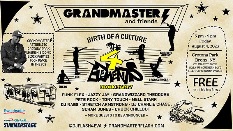 Grandmaster Flash performing free Bronx show