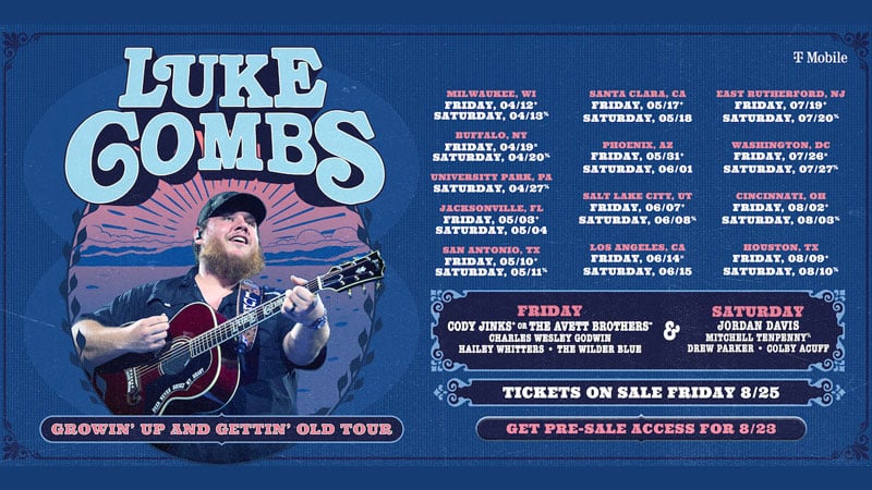 Luke Combs announces 2024 Growin’ Up and Gettin’ Old Tour