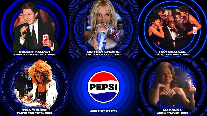 Pepsi remasters Britney Spears, Madonna, Tina Turner, Ray Charles, Robert Palmer music video spots