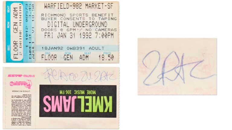 Signed Tupac Shakur concert ticket to be auctioned