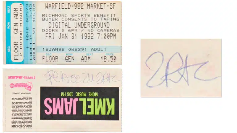 Signed Tupac Shakur concert ticket sells for more than K