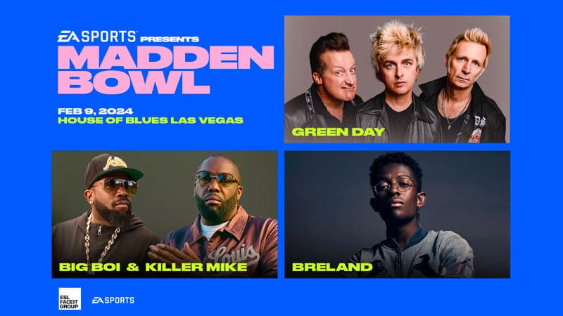 Green Day, Big Boi, Killer Mike, Breland to headline EA Sports Presents The Madden Bowl