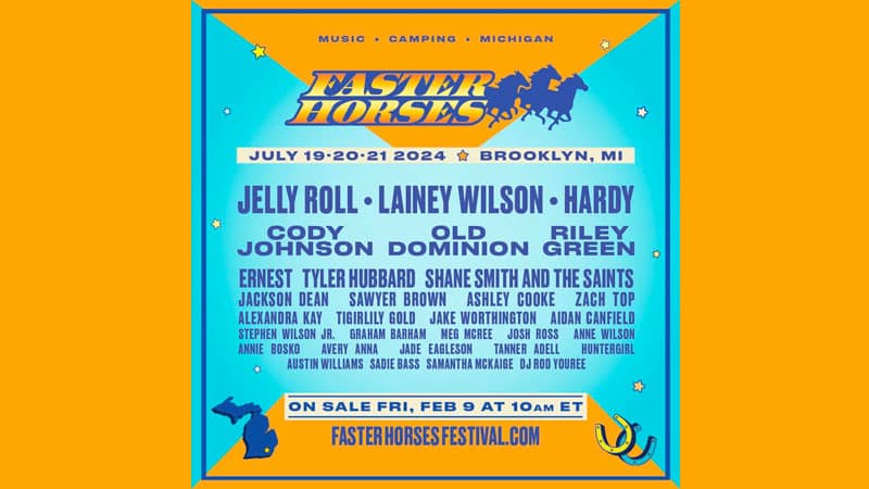 Jelly Roll, Lainey Wilson, Hardy to headline Faster Horses 2024