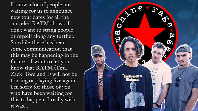 Brad Wilk says Rage Against the Machine will no longer perform live