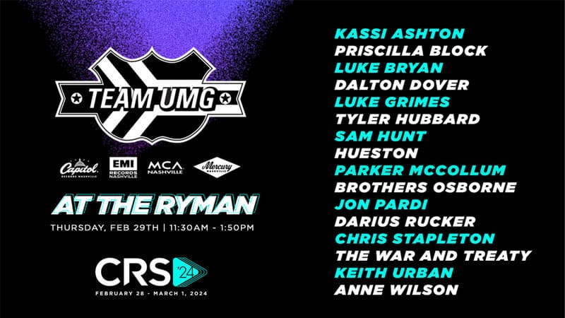 CRS unveils 2024 Team UMG at the Ryman lineup