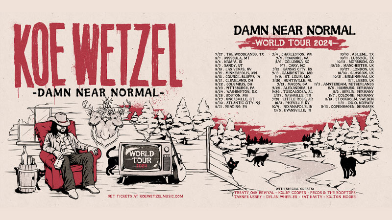 Koe Wetzel announces headlining Damn Near Normal World Tour