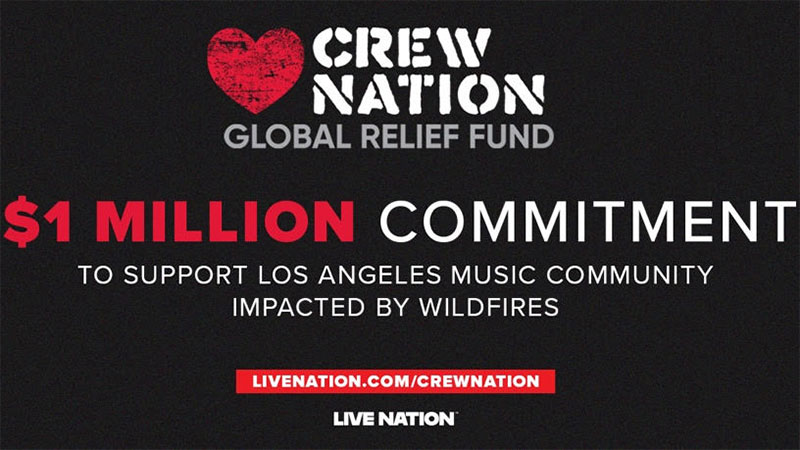 Live Nation and Crew Nation Global Relief Fund commit to  million for musicians affected by LA wildfires