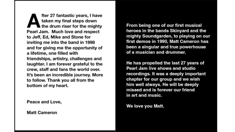 Pearl Jam drummer Matt Cameron announces departure