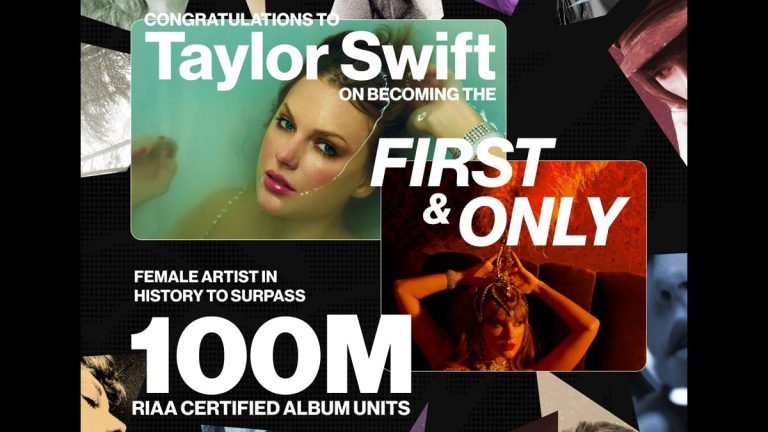 Taylor Swift becomes the first female to surpass 100 million RIAA-certified album units